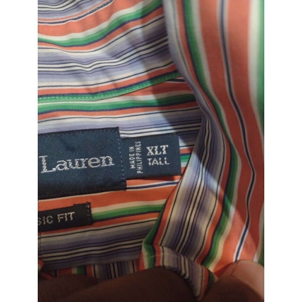 Men's Ralph Lauren Classic Fit Vertical Striped MultiColor XLT L/S Shirt X-Large - Picture 8 of 11